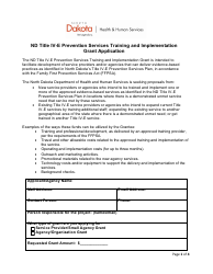 Nd Title IV-E Prevention Services Training and Implementation Grant Application - North Dakota