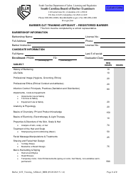 Document preview: Barber Ojt Training Affidavit - Registered Barber - South Carolina