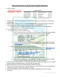 Hemp Product Sample Submission Form - Utah