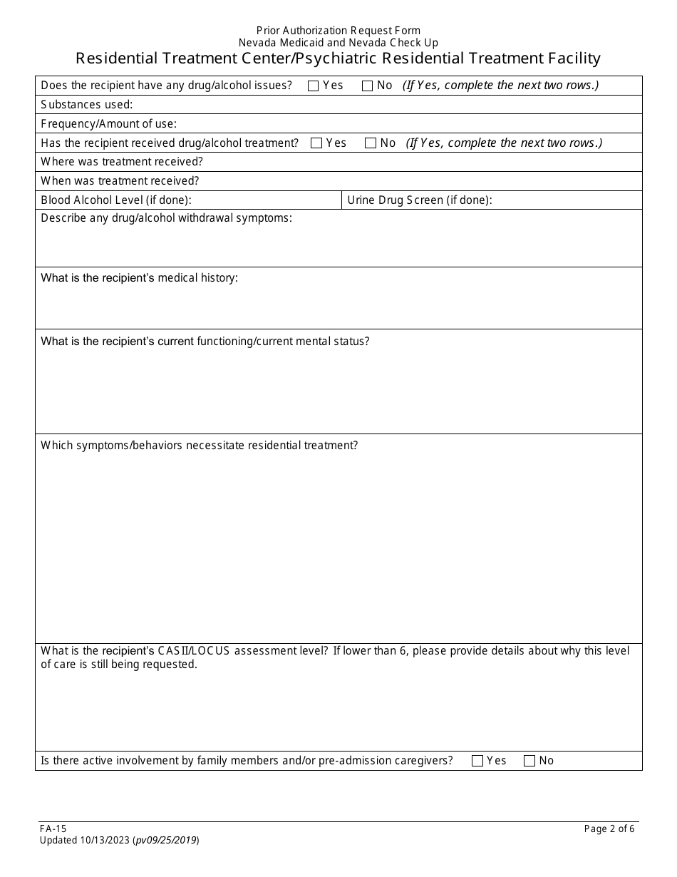 Form FA-15 Download Fillable PDF or Fill Online Prior Authorization ...