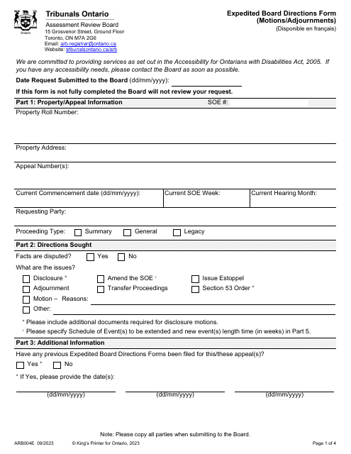 Form ARB004E  Printable Pdf