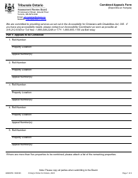 Document preview: Form ARB007E Combined Appeals Form - Ontario, Canada