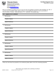 Form ARB007E Combined Appeals Form - Ontario, Canada