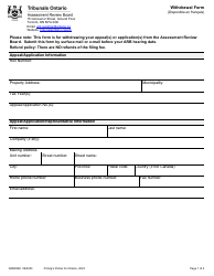 Form ARB002E Withdrawal Form - Ontario, Canada