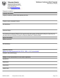 Document preview: Form ARB009E Settlement Conference Brief Template - Ontario, Canada