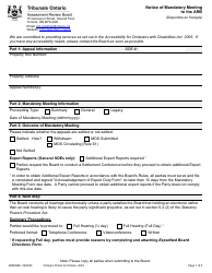 Document preview: Form ARB006E Notice of Mandatory Meeting to the Arb - Ontario, Canada