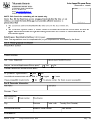 Document preview: Form ARB003E Late Appeal Request Form - Ontario, Canada