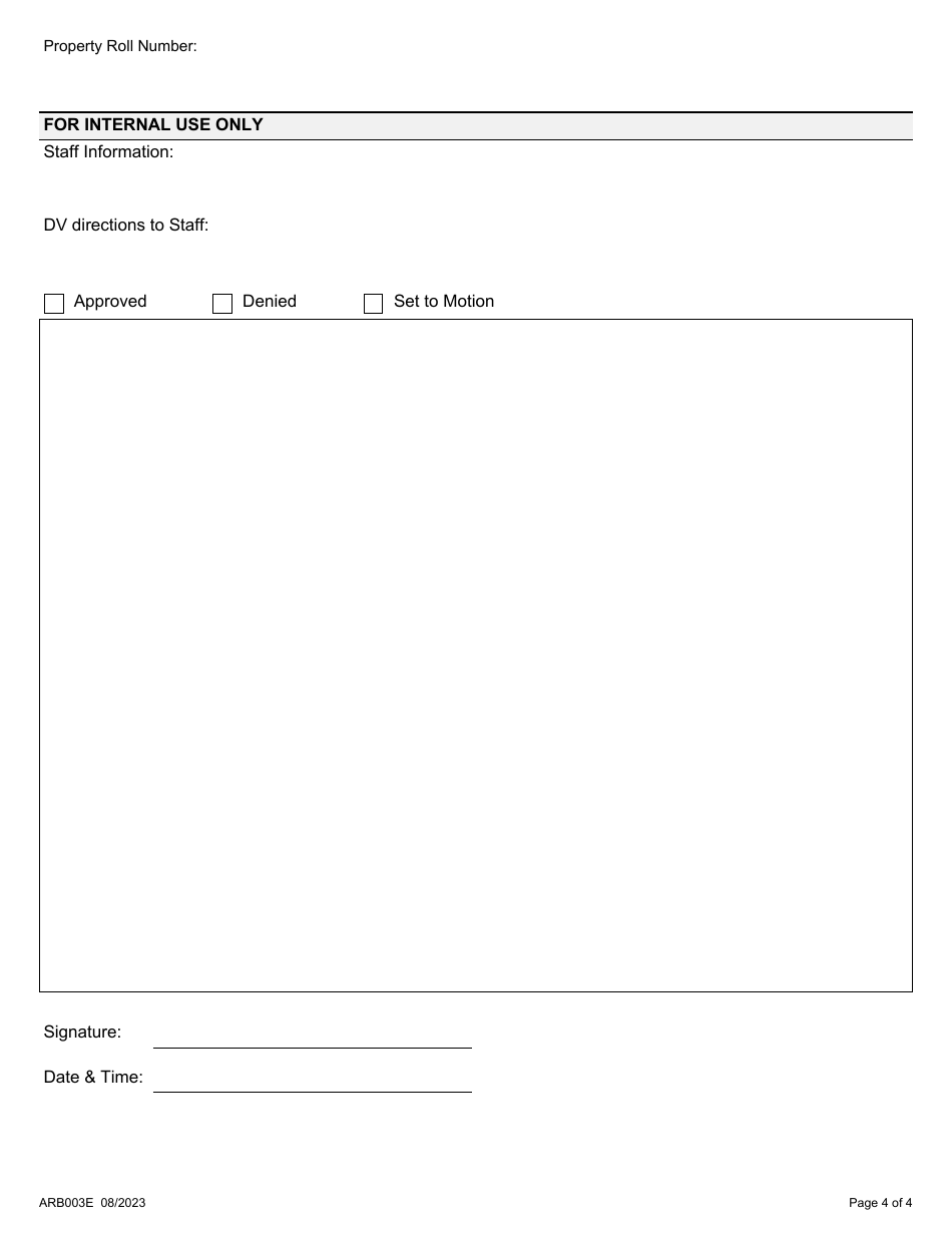 Form ARB003E Late Appeal Request Form - Ontario, Canada, Page 4