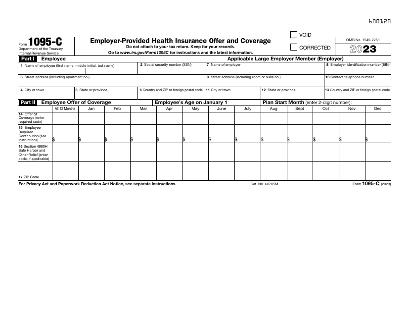 IRS Form 1095-C 2023 Printable Pdf
