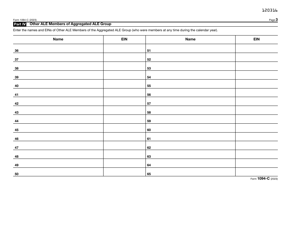 IRS Form 1094-C Transmittal of Employer-Provided Health Insurance Offer and Coverage Information Returns, Page 3