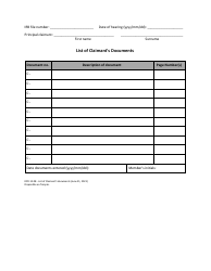 Document preview: Form RPD.12.08 List of Claimant's Documents - Canada