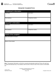Document preview: Interpreter Complaint Form - Canada