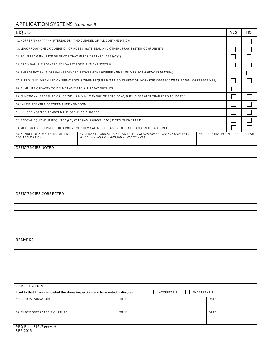 PPQ Form 816 Contract Pilot and Aircraft Acceptance, Page 2