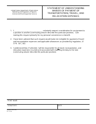 Document preview: APHIS Form 349 Statement of Understanding Waiver of Payment of Transportation, Travel, and Relocation Expenses