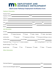Document preview: Adult Career Pathways Employment Verification Form - Minnesota