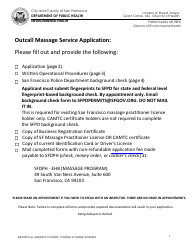 Document preview: Application for Permit to Operate a Massage Establishment - City and County of San Francisco, California