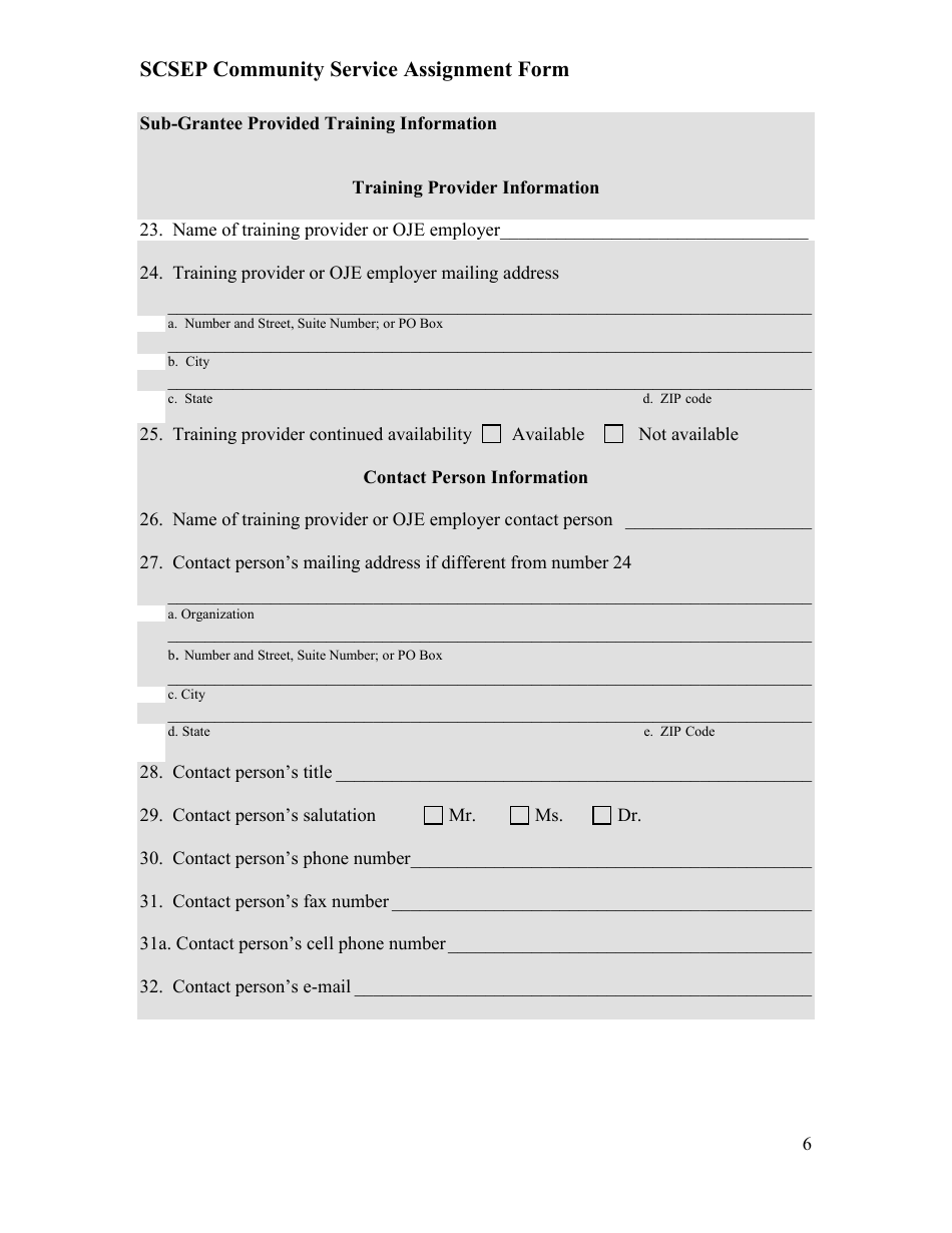 Form ETA-9121 Scsep Community Service Assignment Form - Minnesota, Page 6