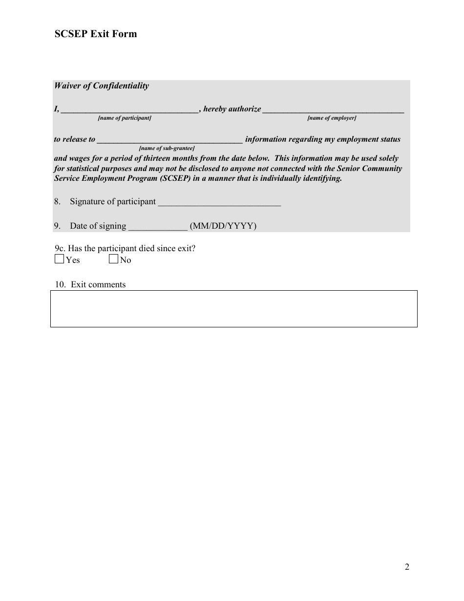 Form ETA-9123 Scsep Exit Form - Minnesota, Page 2