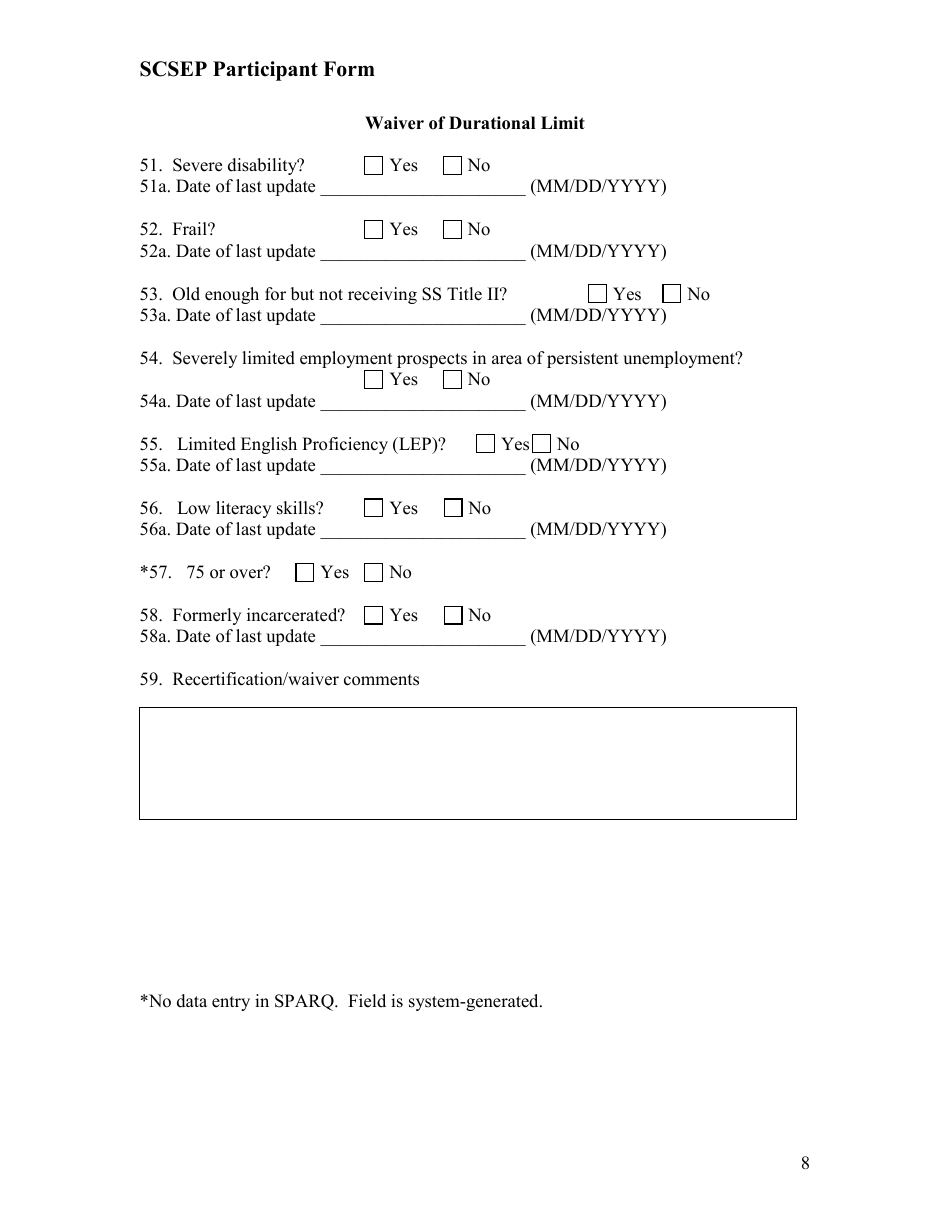 Form ETA-9120 Scsep Participant Form - Minnesota, Page 8