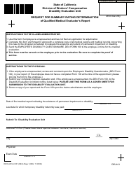 Document preview: DWC-AD Form 101 Request for Summary Rating Determination of Qualified Medical Evaluator's Report - California