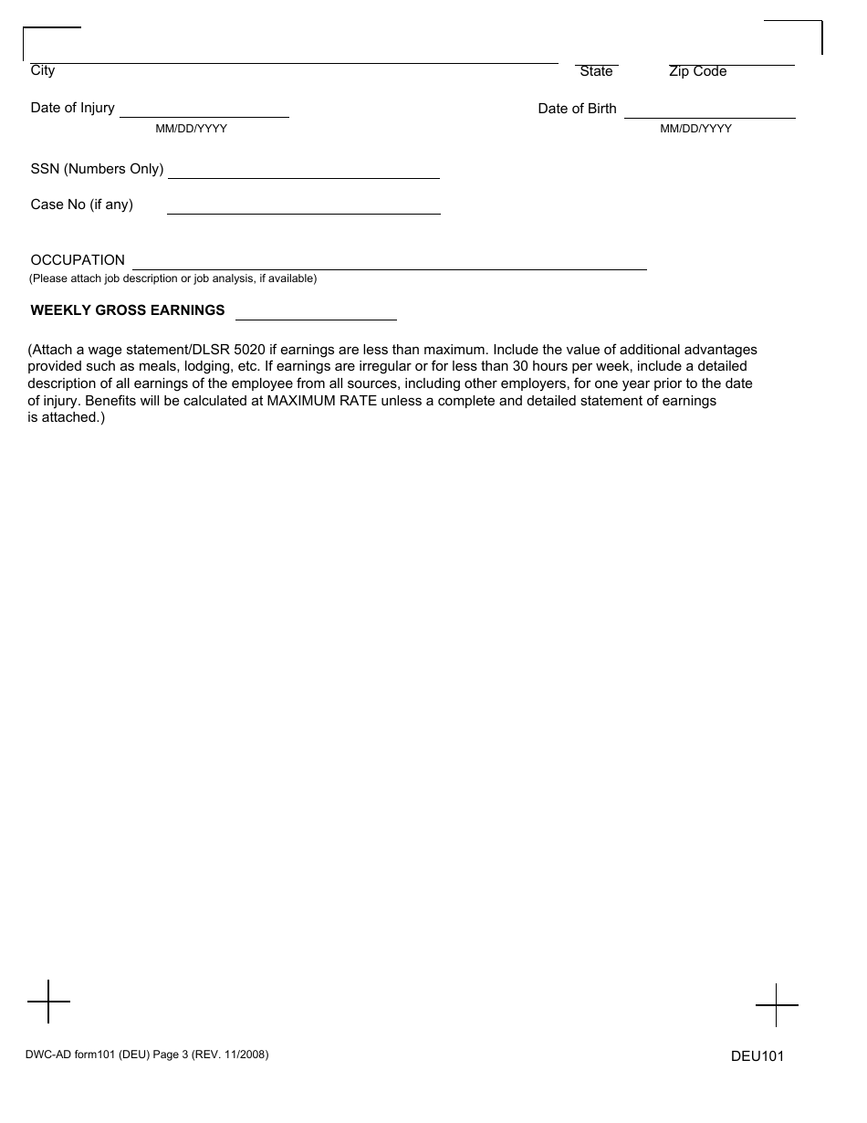 DWC-AD Form 101 Request for Summary Rating Determination of Qualified Medical Evaluators Report - California, Page 3
