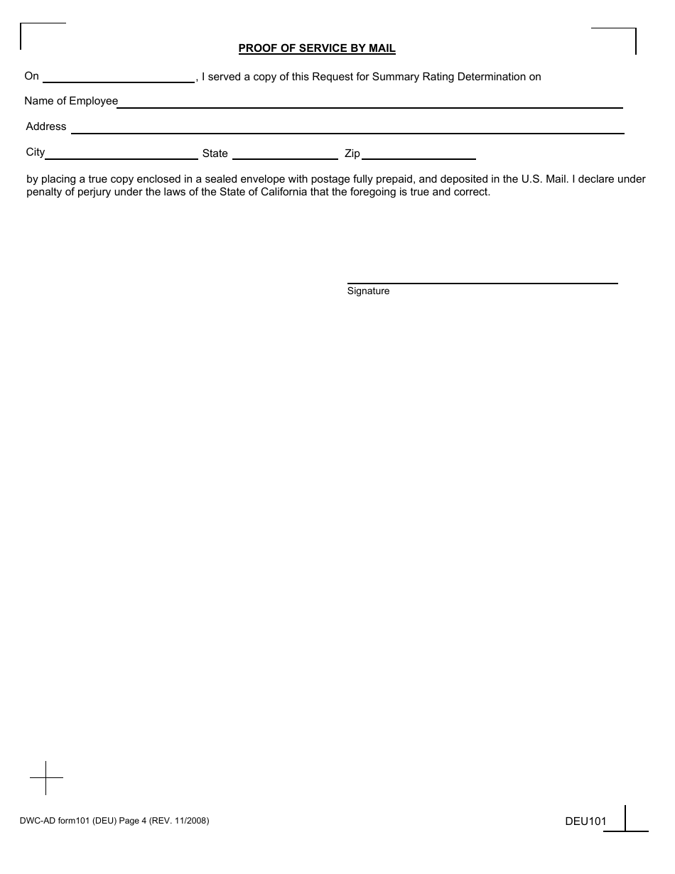 DWC-AD Form 101 - Fill Out, Sign Online and Download Fillable PDF ...