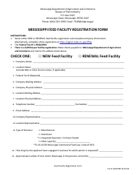 Document preview: Form 1440 Mississippi Feed Facility Registration Form - Mississippi