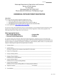 Document preview: Commercial Fertilizer Permit Registration - Mississippi