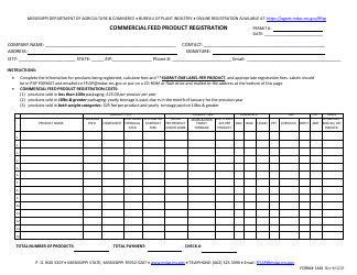 Document preview: Form 1444 Commercial Feed Product Registration - Mississippi