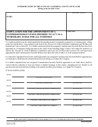 Document preview: Form PL-JV009 Stipulation for the Appointment of a Commissioner/Juvenile Referee to Act as a Temporary Judge for All Purposes - County of Placer, California