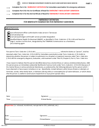 Document preview: Form MH-5542 Certificate of Need for Emergency Admission Under Title 33, Chapter 6, Part 4, Tennessee Code Annotated - Tennessee