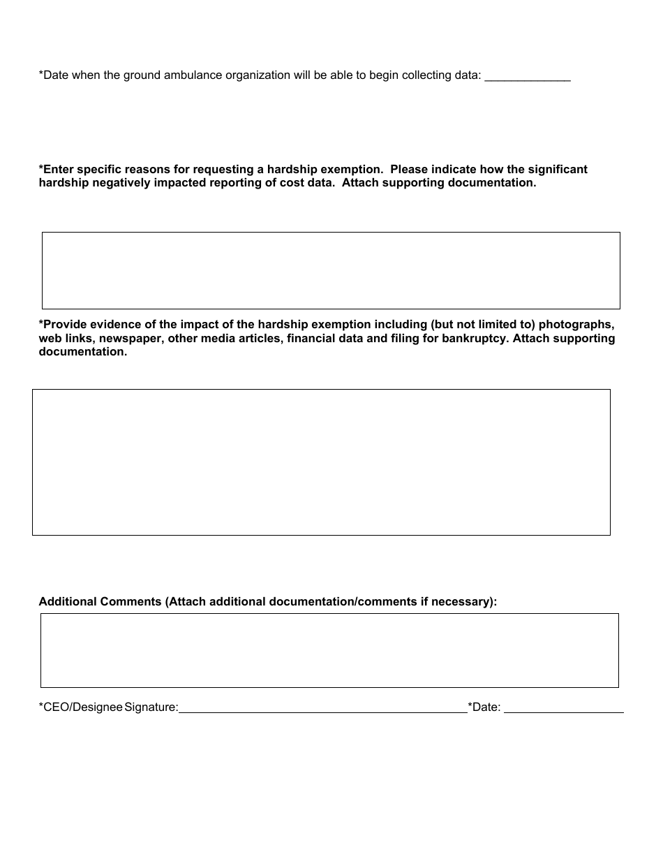 Hardship Exemption Request Form - Medicare Ground Ambulance Data Collection System (Gadcs), Page 2