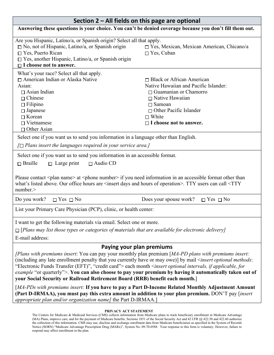 Exhibit 1 Model Individual Enrollment Request Form to Enroll in a Medicare Advantage Plan (Part C), Page 3