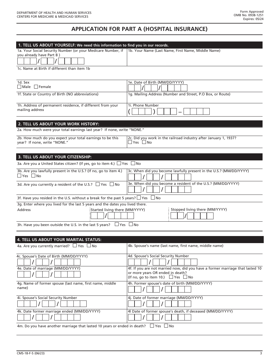 Form CMS-18-F-5 Application for Part a (Hospital Insurance), Page 3