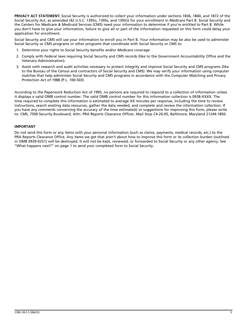 Form CMS-18-F-5 Application for Part a (Hospital Insurance), Page 5