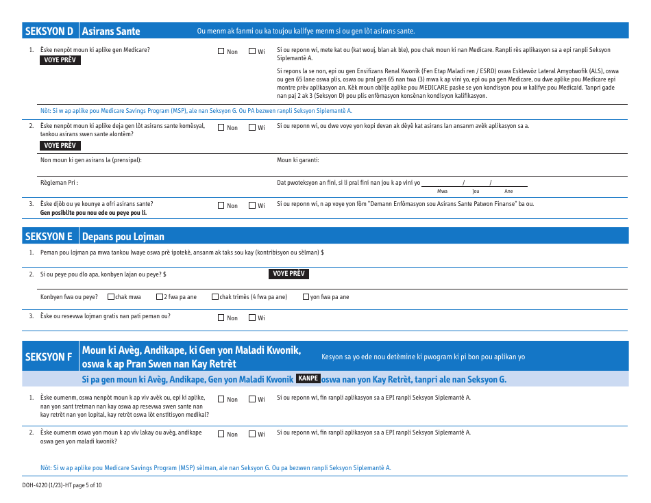 Form DOH-4220 Medicaid Application for Non-magi Eligibility Group - New York (Haitian Creole), Page 13