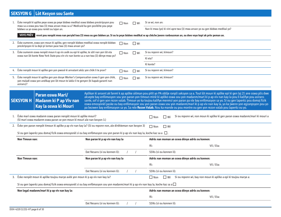 Form DOH-4220 - Fill Out, Sign Online and Download Printable PDF, New ...