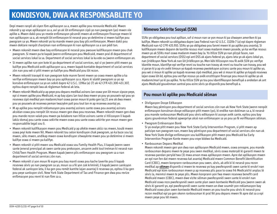 Form DOH-4220 Medicaid Application for Non-magi Eligibility Group - New York (Haitian Creole), Page 16