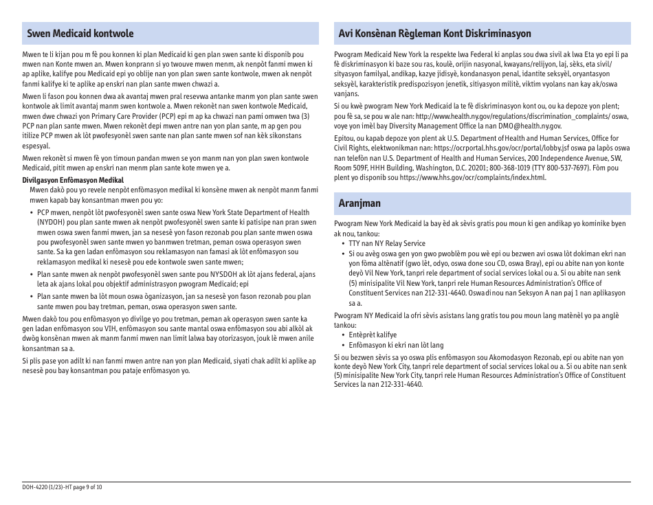 Form DOH-4220 Medicaid Application for Non-magi Eligibility Group - New York (Haitian Creole), Page 17