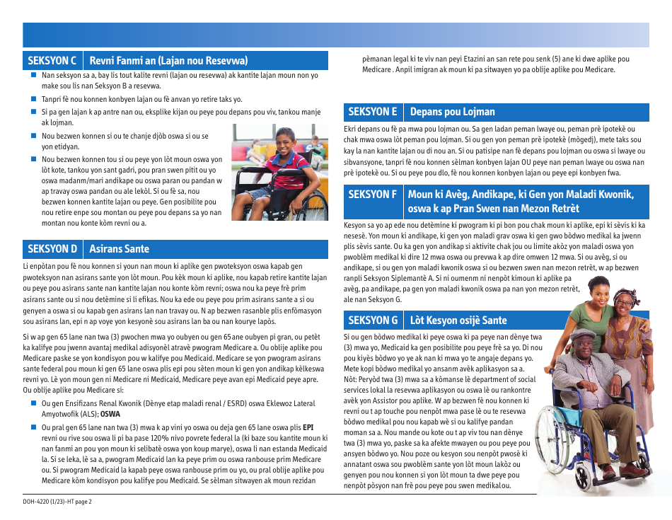 Form DOH-4220 Medicaid Application for Non-magi Eligibility Group - New York (Haitian Creole), Page 4