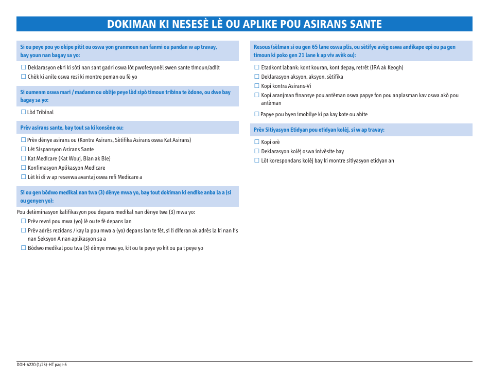 Form DOH-4220 Medicaid Application for Non-magi Eligibility Group - New York (Haitian Creole), Page 8