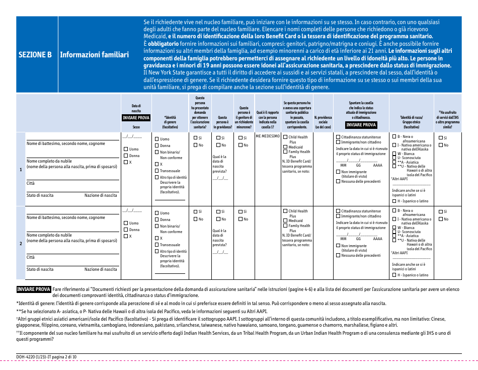 Form DOH-4220 Medicaid Application for Non-magi Eligibility Group - New York (Italian), Page 10