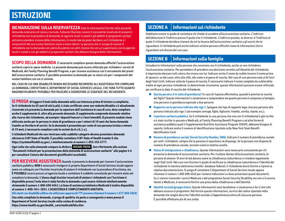 Form DOH-4220 Medicaid Application for Non-magi Eligibility Group - New York (Italian), Page 3