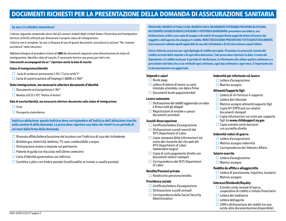Form DOH-4220 Medicaid Application for Non-magi Eligibility Group - New York (Italian), Page 7