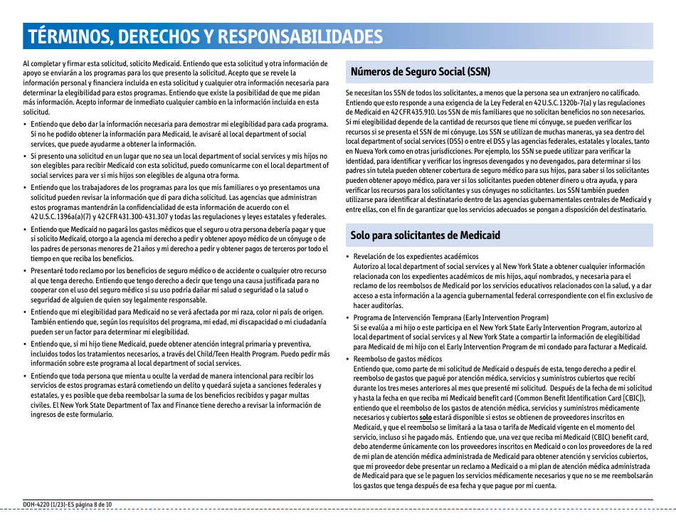 Formulario DOH-4220 Solicitud De Seguro Medico Para Adultos Mayores, Personas Con Discapacidades Y Otros Grupos Determinados - New York (Spanish), Page 16