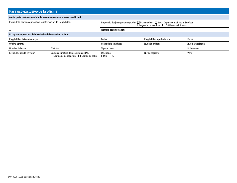 Formulario DOH-4220 Solicitud De Seguro Medico Para Adultos Mayores, Personas Con Discapacidades Y Otros Grupos Determinados - New York (Spanish), Page 18