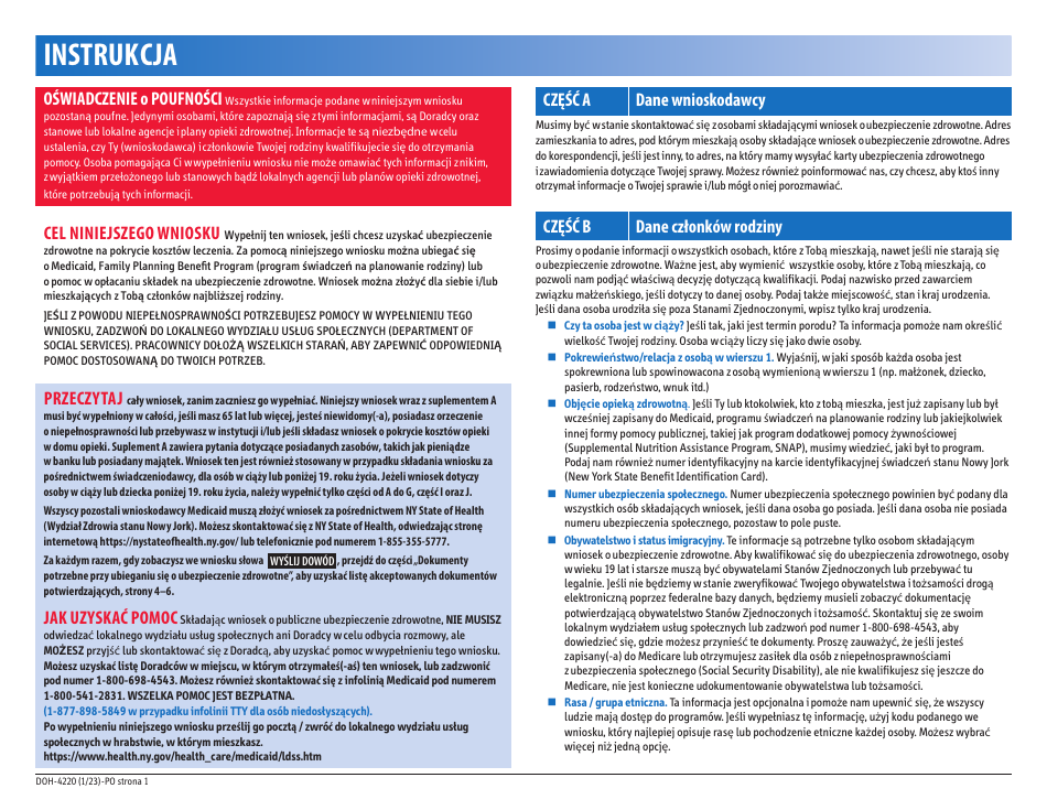 Form DOH-4220 Medicaid Application for Non-magi Eligibility Group - New York (Polish), Page 3