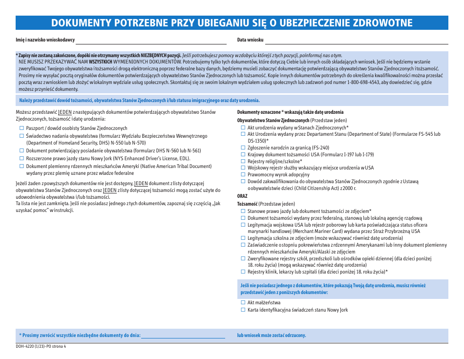 Form DOH-4220 Medicaid Application for Non-magi Eligibility Group - New York (Polish), Page 6