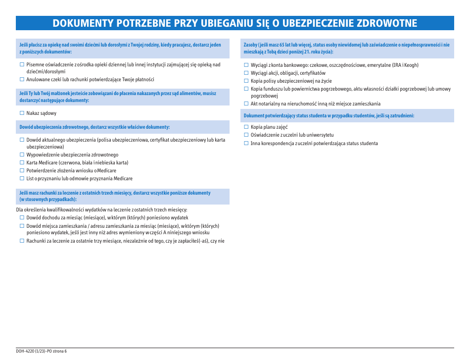 Form DOH-4220 Medicaid Application for Non-magi Eligibility Group - New York (Polish), Page 8