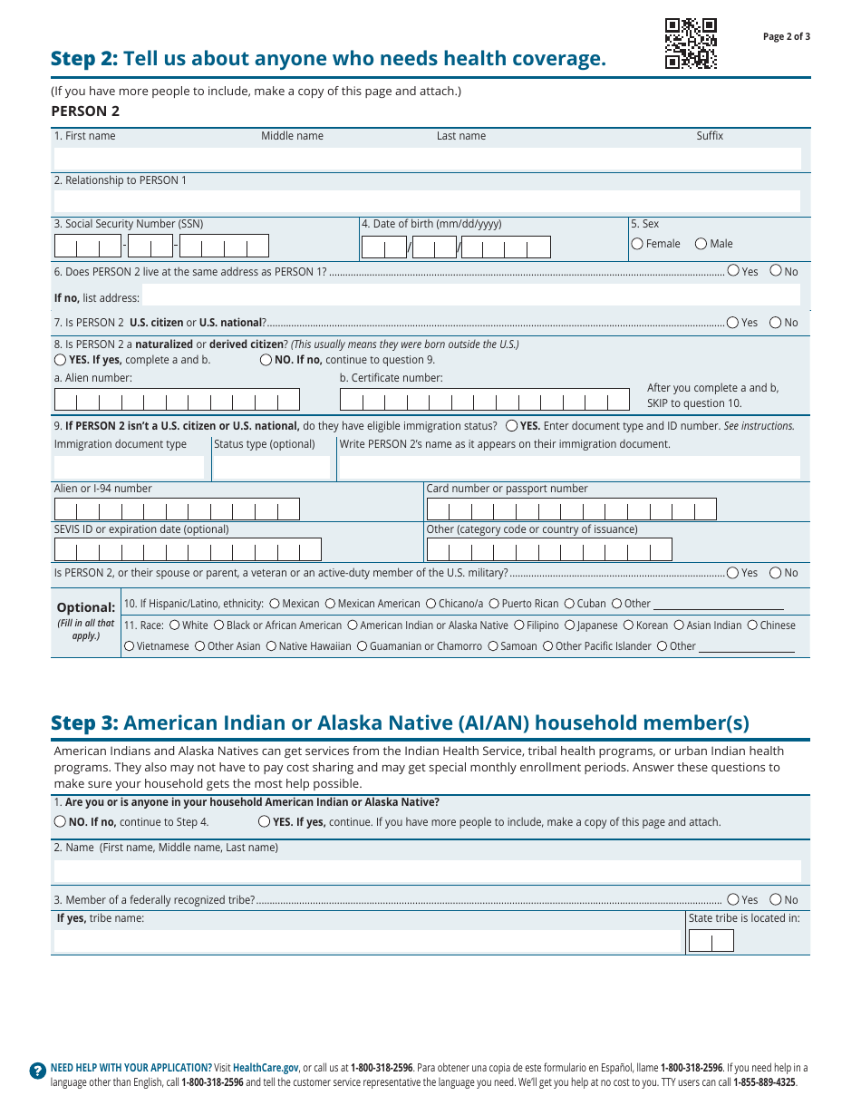 Application for Health Coverage - Individual Without Financial Assistance, Page 3